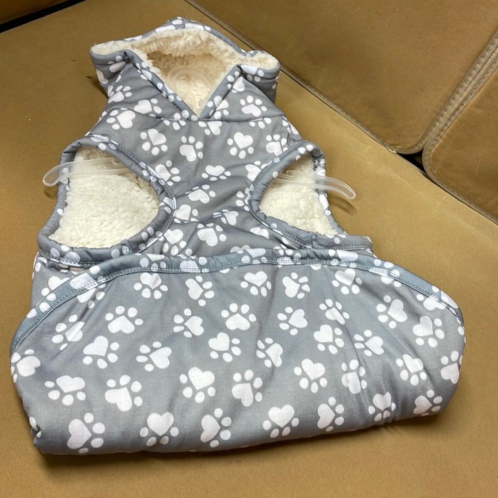 Dog outfit clothing Sherpa lined dog print jacket